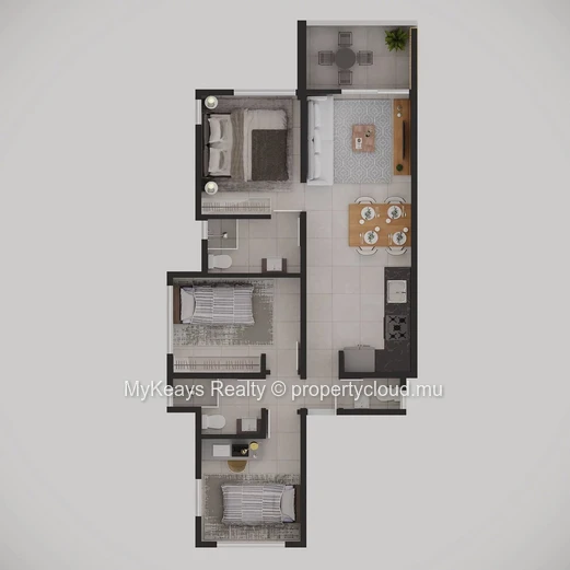 Appartement contemporain avec jardin privatif à Flic en Flac